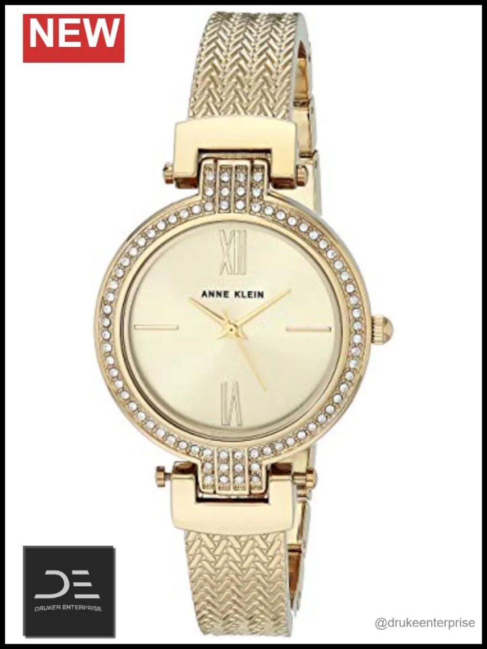 Premium Crystal Watch and Bracelet Set with Adjustable Bangle